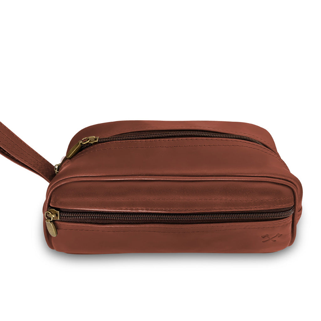 Neceser Woodsman Organizador de Artículos Personales en Piel Genuina Color Chedrón