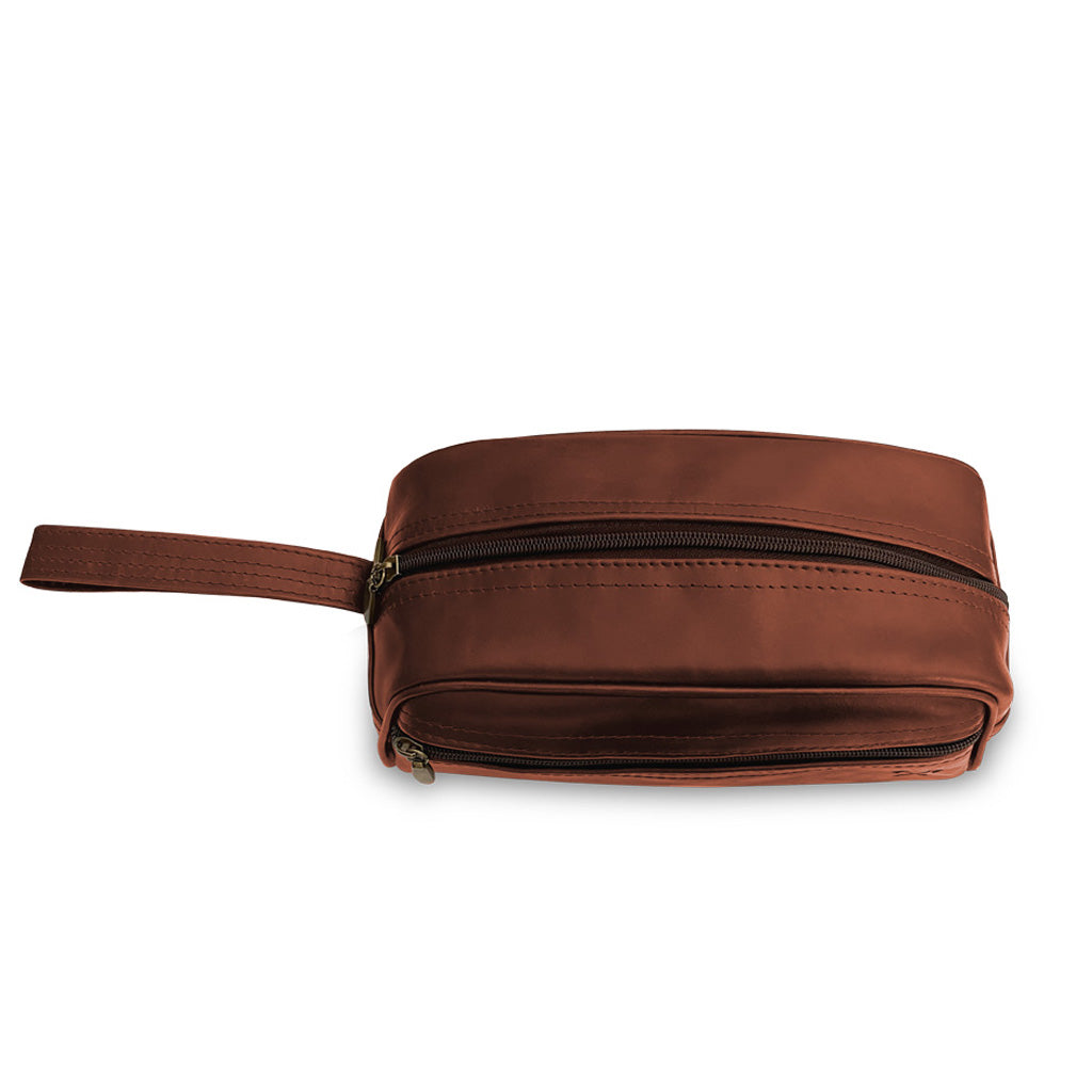 Neceser Woodsman Organizador de Artículos Personales en Piel Genuina Color Chedrón