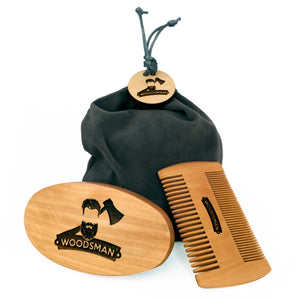 Kit De Cepillo y Peine para Barba y Cabello de Madera y Cerdas Naturales de Jabalí