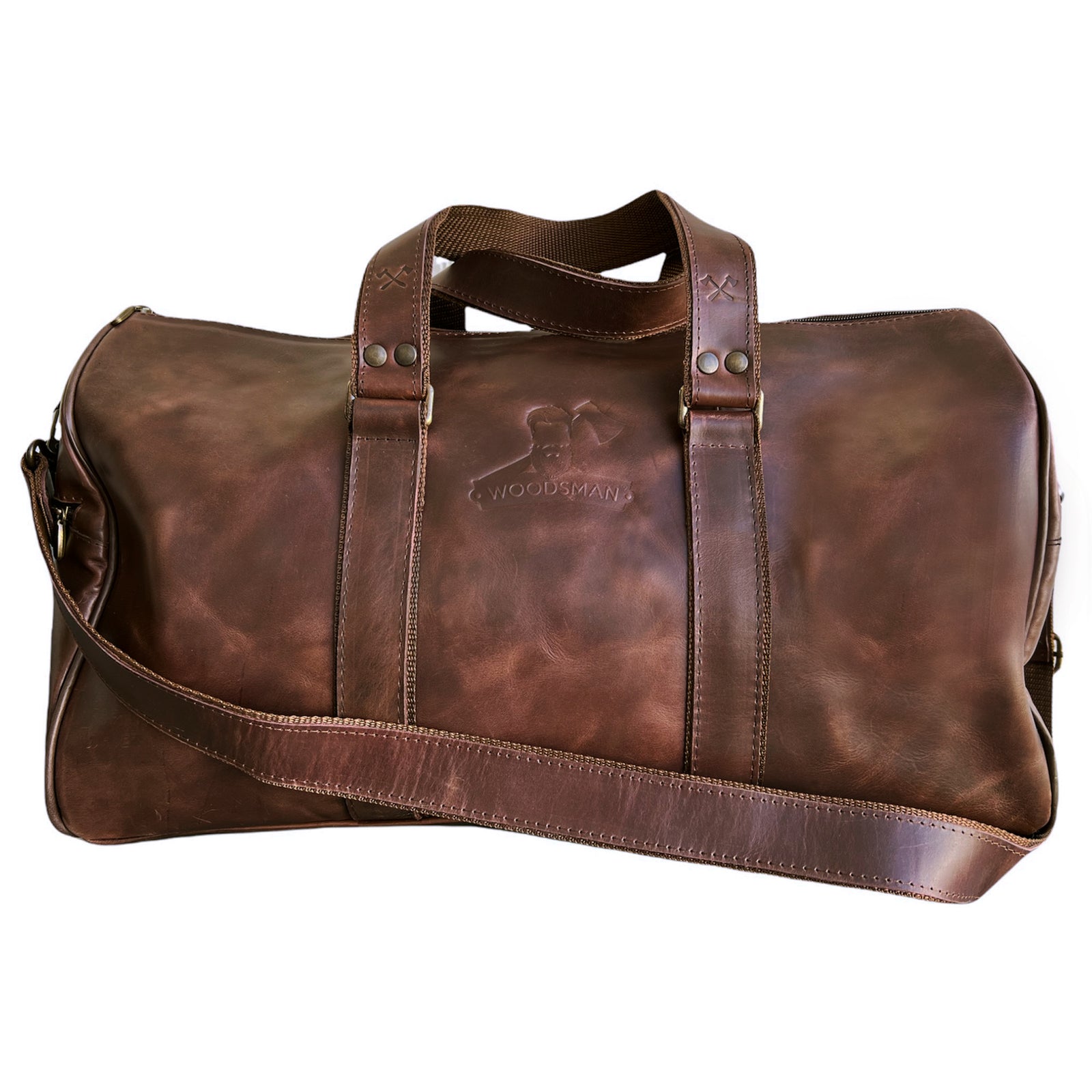 Maleta de Viaje o Gimnasio tipo Duffel en Color Café Tabaco en Piel Genuina