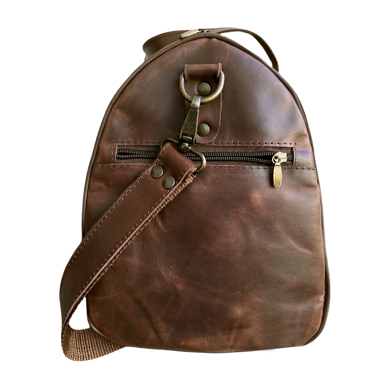 Maleta de Viaje o Gimnasio tipo Duffel en Color Café Tabaco en Piel Genuina